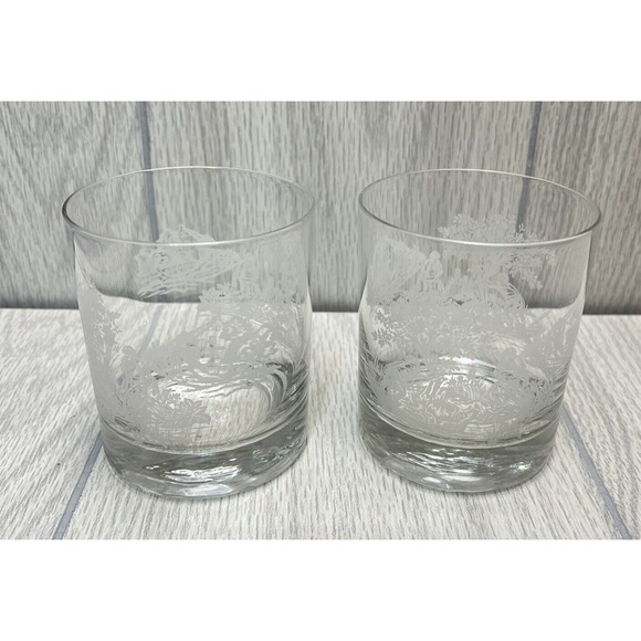 Other - Vintage White Farm‎ Stream Scene Glasses Signed L. Mauri - Set of 2
